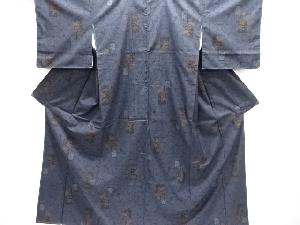 大特価品　未使用品　短冊に花模様織り出し本場泥大島紬着物(5マルキ)